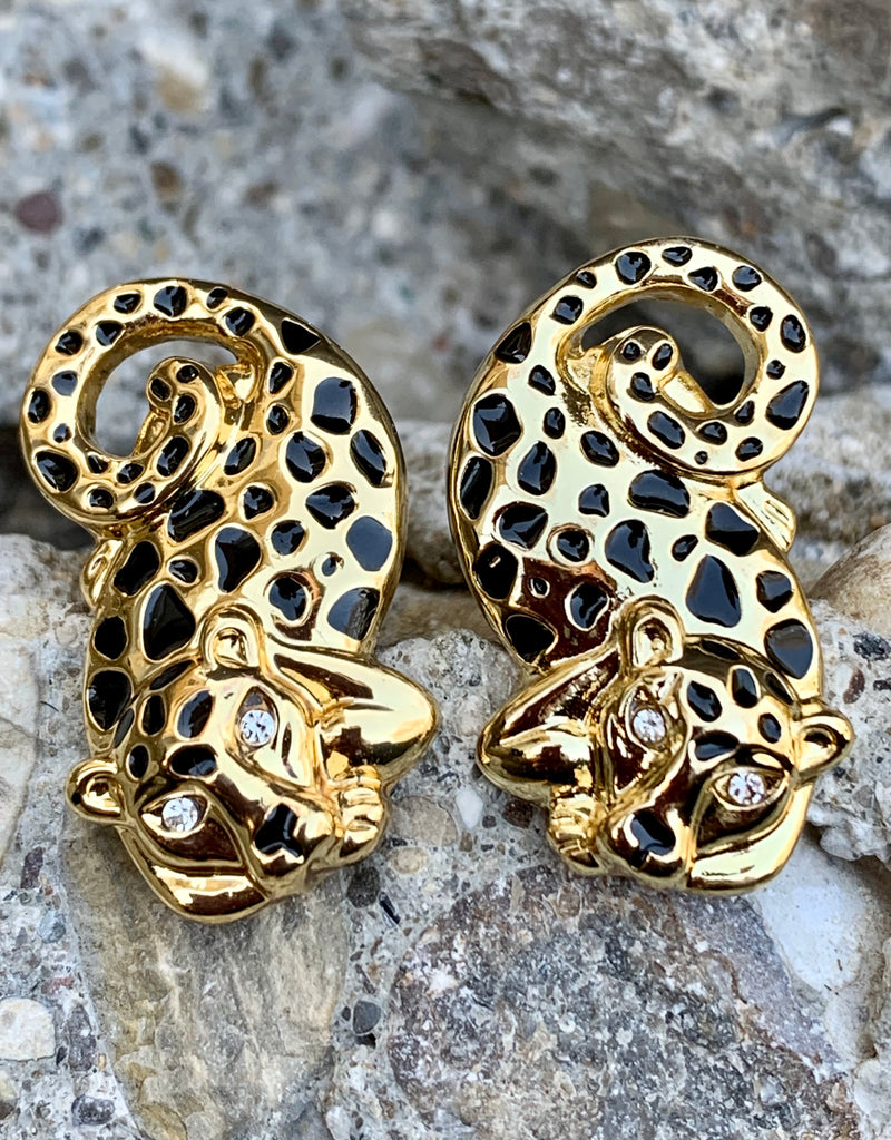 Lilly Pulitzer Cheetah Gold-Toned Leopard Cat Stud Earrings