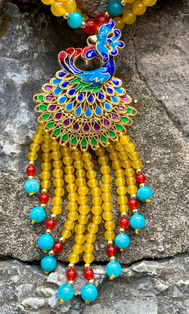 Peacock of Love Gemstone Necklace