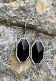 Vince Camuto Black Glass Stone Pave Teardrop Earrings