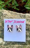 "Frenchie" Bulldog Black & White Stud Earrings