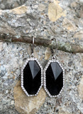 Vince Camuto Black Glass Stone Pave Teardrop Earrings