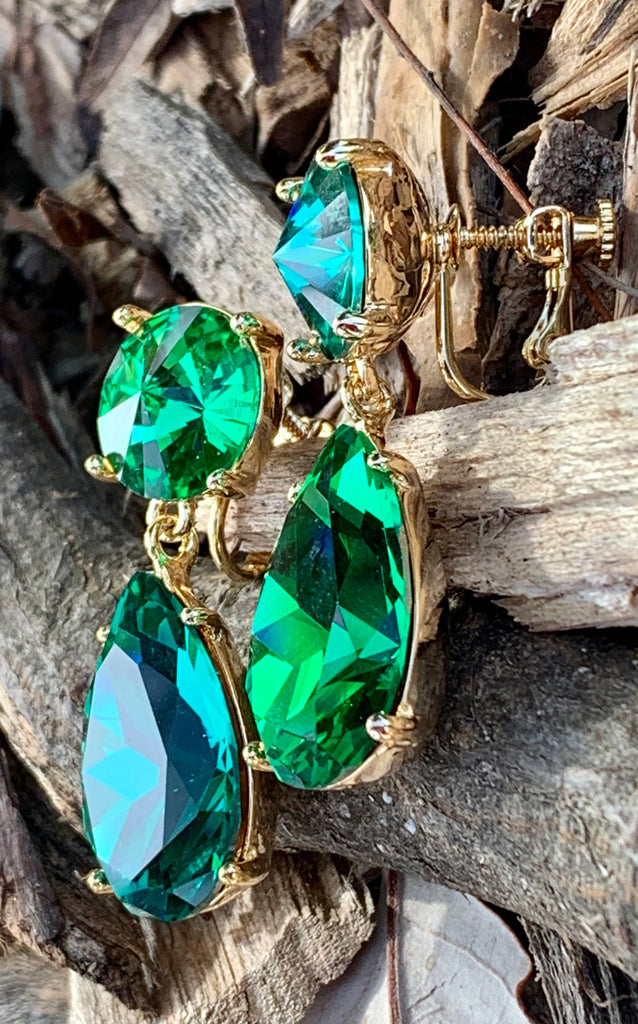Vince Camuto Mismatched Mixed Green Stone Clip-On Earrings