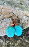 Classic Turquoise Magnesite Stone & Copper Drop Earrings