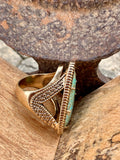 Refined Arrowhead Turquoise and Bronze Ring Size 9
