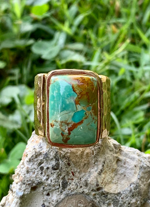 Turquoise & Bronze Statement Ring Size 8