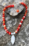 "The Sun is the Sun" Orange Agate & Shell Pendant Choker Necklace