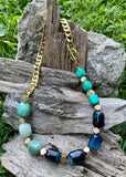 Caribbean Blues Agate & Amazonite Collar Necklace