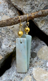 Amazonite and Bronze Slab Drop Earrings
