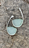 Sea Green & Silver J-Hoop Earrings