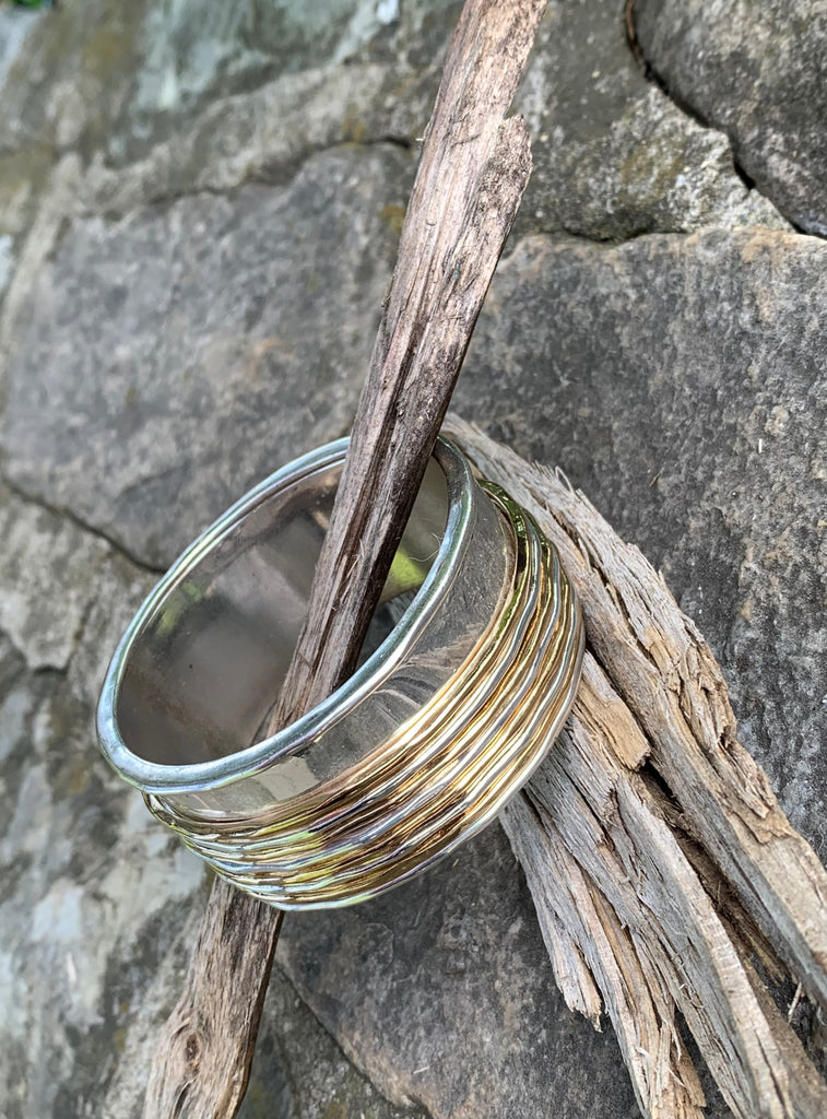 Robert Lee Morris Soho Two-Tone Sculptural Wire Bangle Bracelet