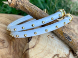 White & Gold Studded Hoop Earrings