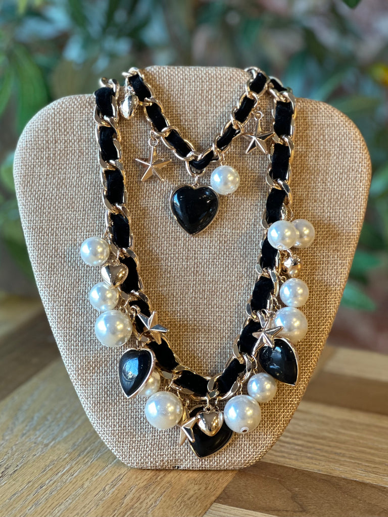 Mixed Hearts & Pearls in Love Statement Necklace