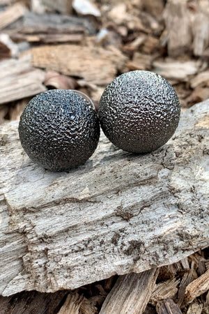 Textured Gray Hematite Ball Stud Earrings