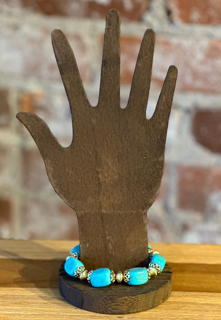 Perfectly Polished Turquoise Bracelet with Gold Accents