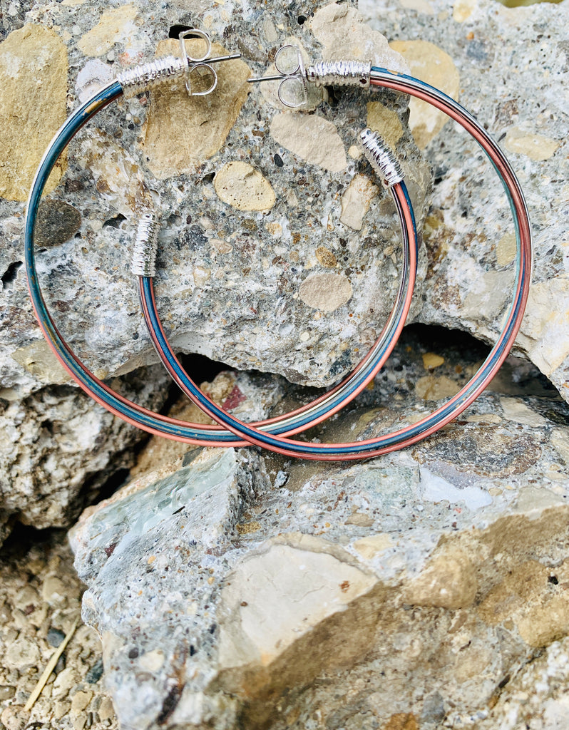 Mixed Patina Multi-Large Hoop Earrings