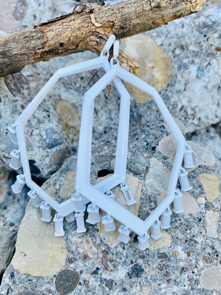 Thomas Matte White Drop Chandelier Earrings