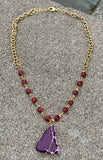 Purple Jasper and Enamel Rosary Bronze Chain Necklace