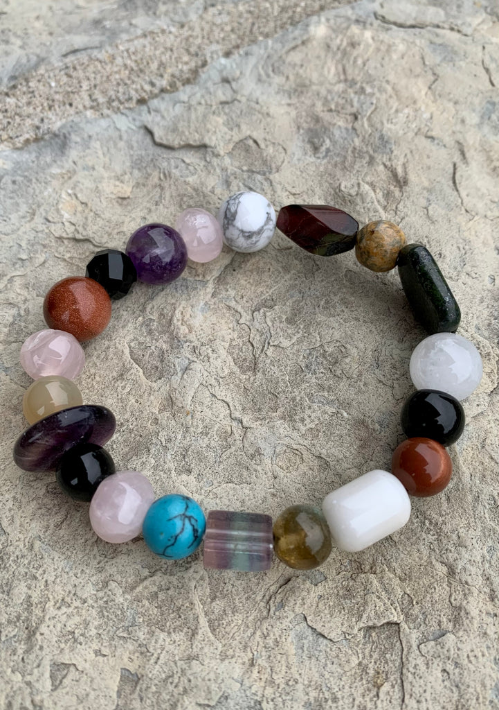 Gemstone Multi-Shape Multi-Color Stretch Bracelet