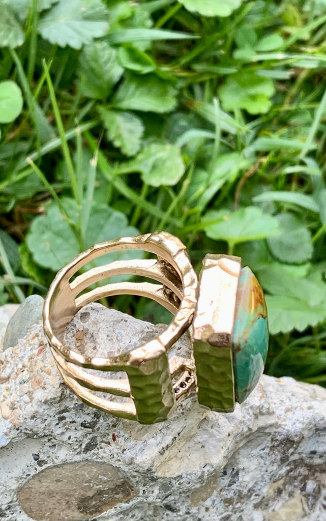 Turquoise & Bronze Statement Ring Size 8