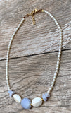Beaded Pearl & Agate Necklace