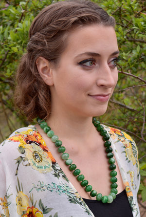 Iris & Lily London Sterling Silver & Green Agate Beaded Necklace