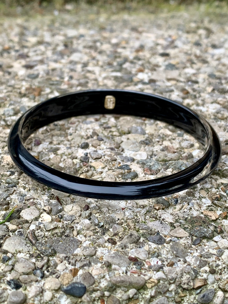 Alexis Bittar "Lucite" Charcoal Grey Skinny Tapered Bangle Bracelet