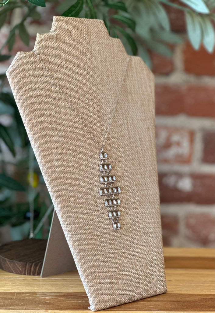 Vince Camuto Silver Baguette Chandelier Necklace