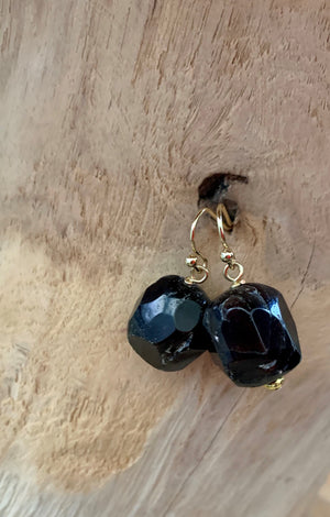 Barse Genuine Bronze & Purple Garnet Cubed Earrings