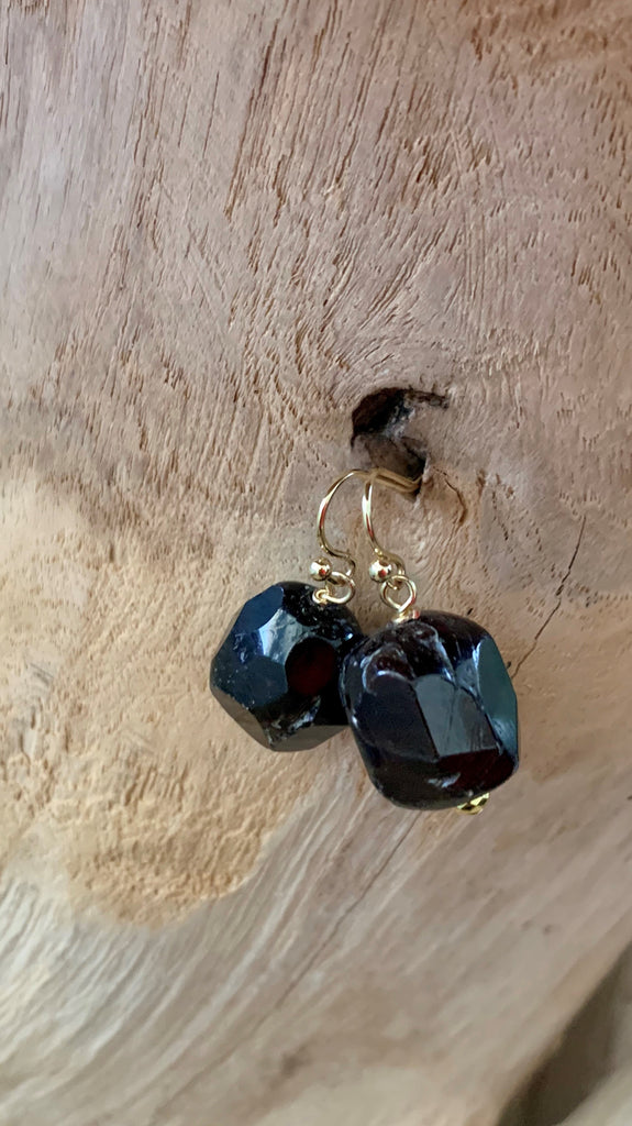 Barse Genuine Bronze & Purple Garnet Cubed Earrings