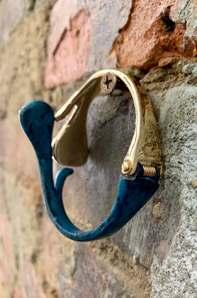 Robert Lee Morris Soho Gold & Patina Abalone Stone Hinged Cuff Bracelet