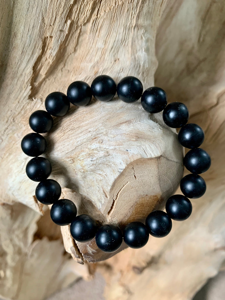 Genuine Black Onyx Polished Beaded Bracelet