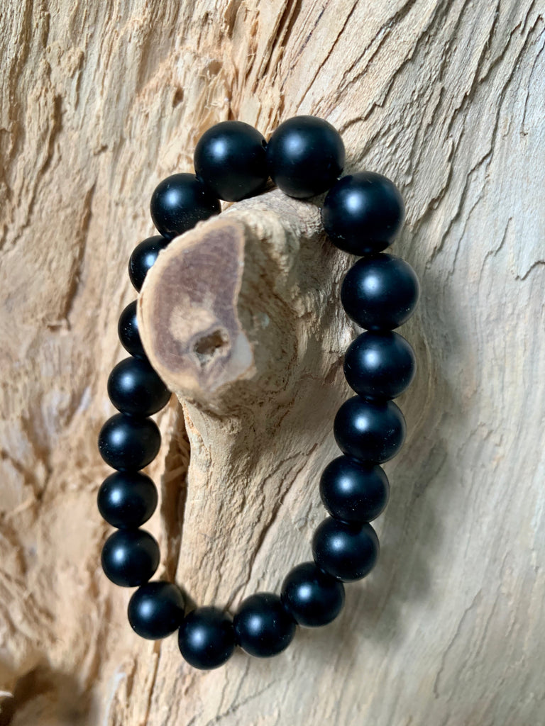Genuine Black Onyx Polished Beaded Bracelet
