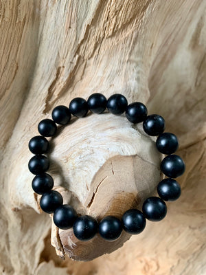 Genuine Black Onyx Polished Beaded Bracelet