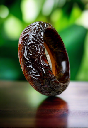 Patricia Nash Carved Floral Resin Brown Bangle