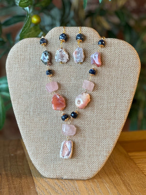 Sodalite & Botswana Agate Drop Necklace