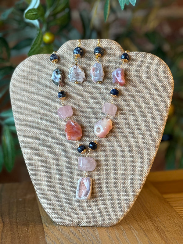 Sodalite & Botswana Agate Drop Necklace