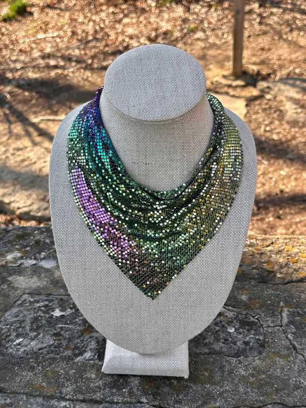 Metal Multi-Color Chain Statement Necklace