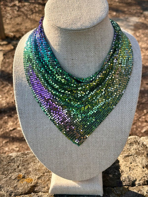 Metal Multi-Color Chain Statement Necklace