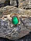 Green Onyx & Bronze Ring Size 6.5