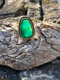 Green Onyx & Bronze Ring Size 6.5