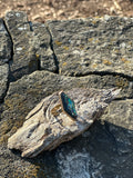 Bronze & Green Abalone Shell Ring