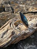 Bronze & Green Abalone Shell Ring