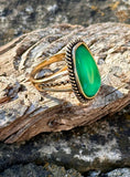 Green Onyx & Bronze Ring Size 6.5