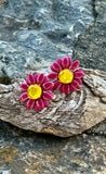 Starbright Pink and Yellow Flower Clip-On Earrings