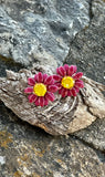 Starbright Pink and Yellow Flower Clip-On Earrings