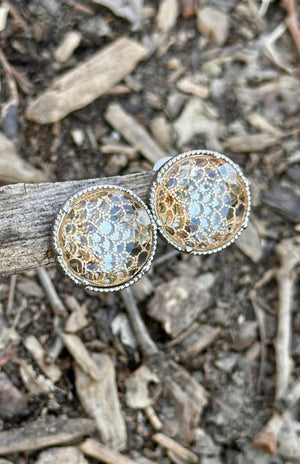 Matte Gold Button Filagree Clip-On Earrings