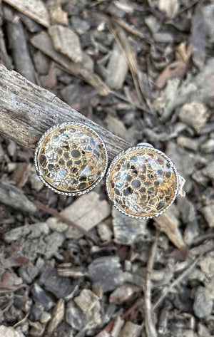 Matte Gold Button Filagree Clip-On Earrings