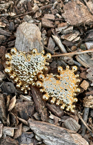 Crumbled Gold Heart Earrings