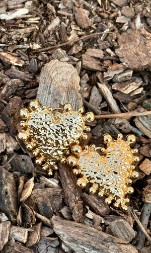 Crumbled Gold Heart Earrings