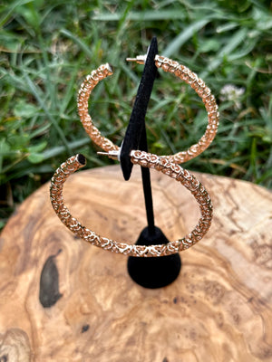 "Maggie" Filigree Rose Gold Filigree Hoop Earrings
